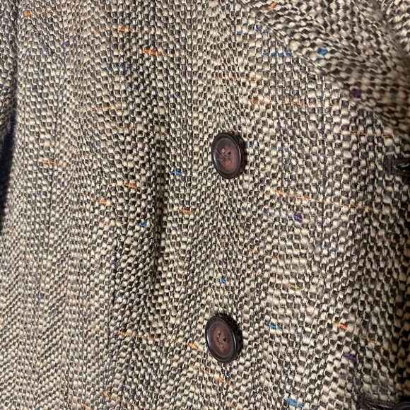 Vintage Oscar De La Renta Petite Oscar Tweed Double Breasted Brown Blazer L - Picture 10 of 12